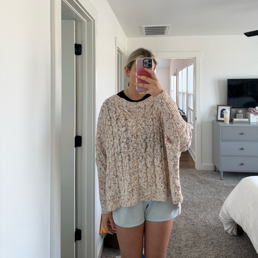 Free People Multicolor Cable Knit Sweater